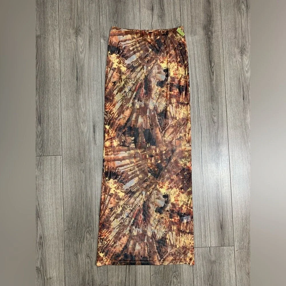 RONNY KOBO X Free People Madrid Skirt -‎ Brown Tie Dye Size Small NWOT